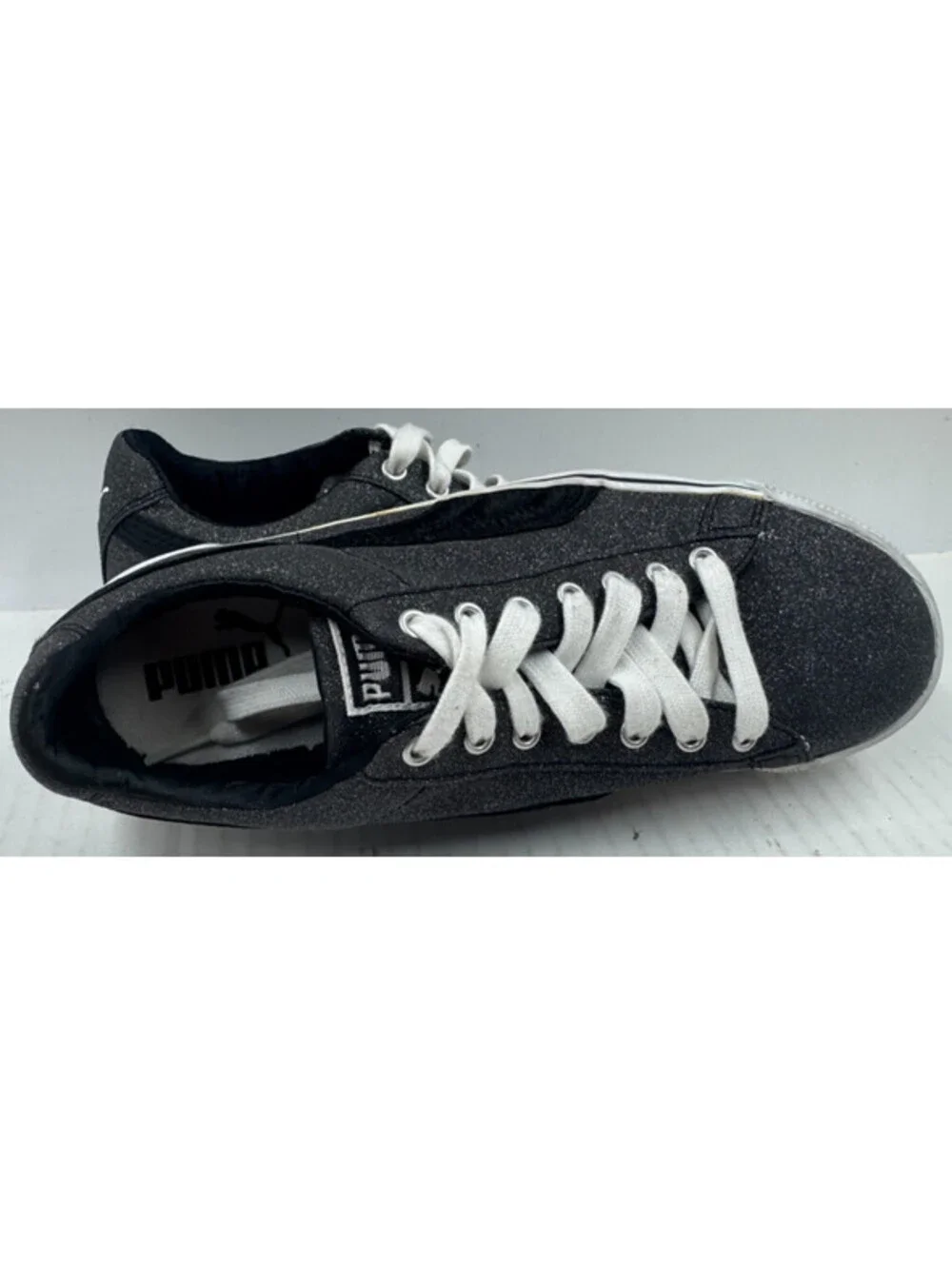 Puma Vikky Glitz Women's Sneakers Size 8.5 Black   Lace Up Platform Shoes